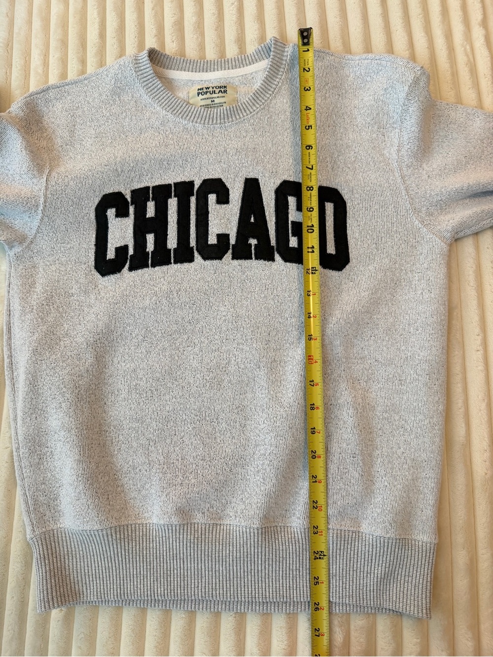 NewYork Popular Chicago Crewneck Sweater - Light Gray. Medium - Picture 6 of 6